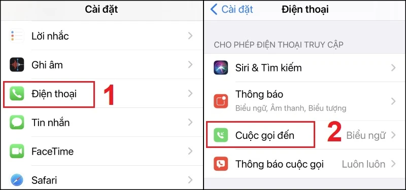 Cài đặt cuộc gọi trên iPhone