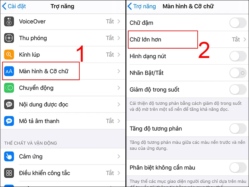 Điều chỉnh cỡ chữ trên iPhone