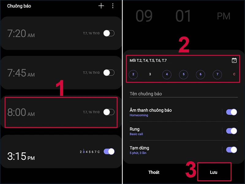 Cách cài đặt báo thức trên điện thoại Samsung