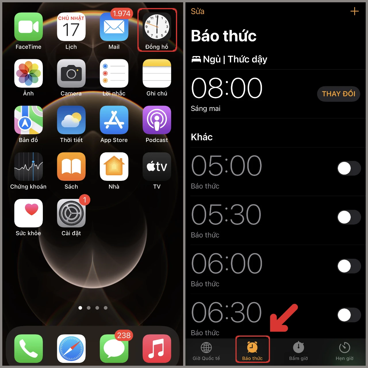 Cách cài đặt báo thức trên iPhone