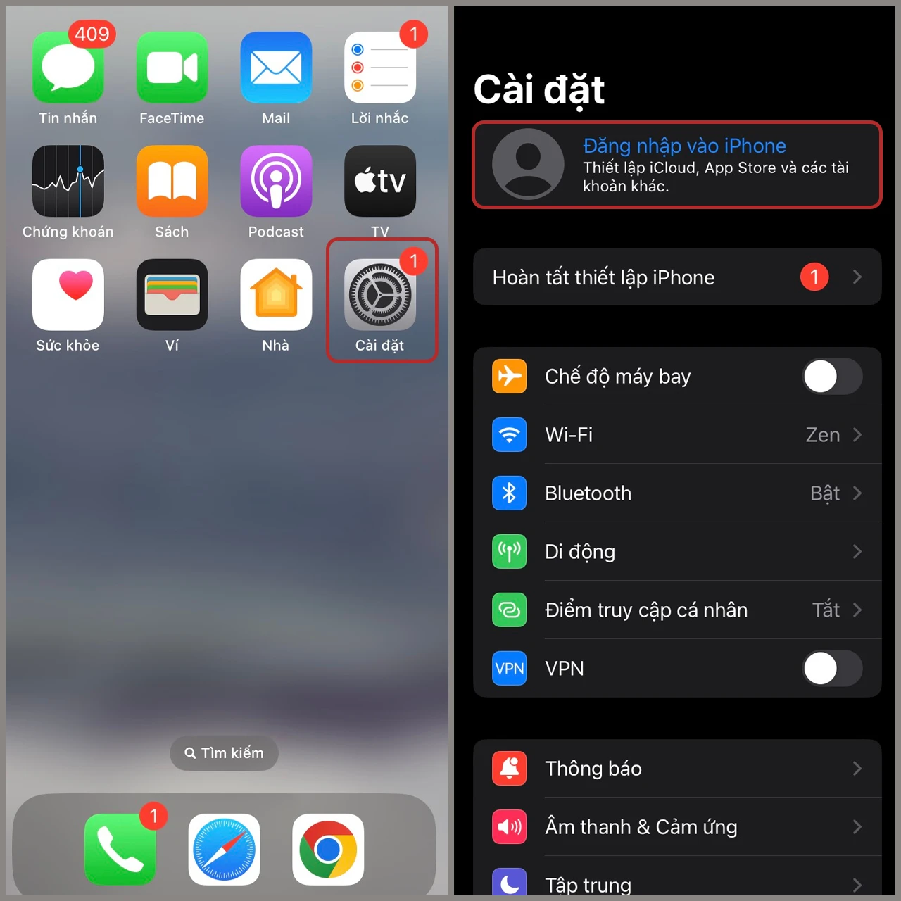 Thiết lập iCloud trên iPhone