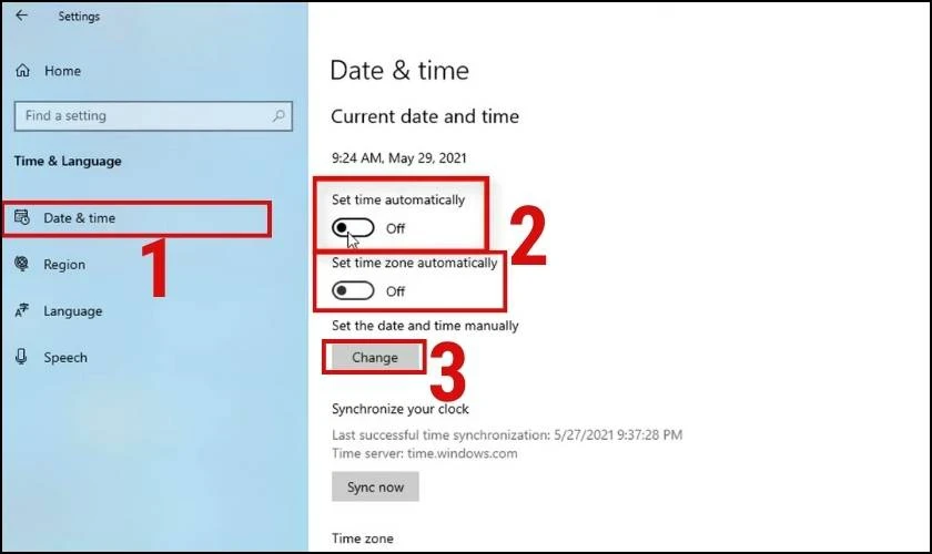 Điều chỉnh thời gian
