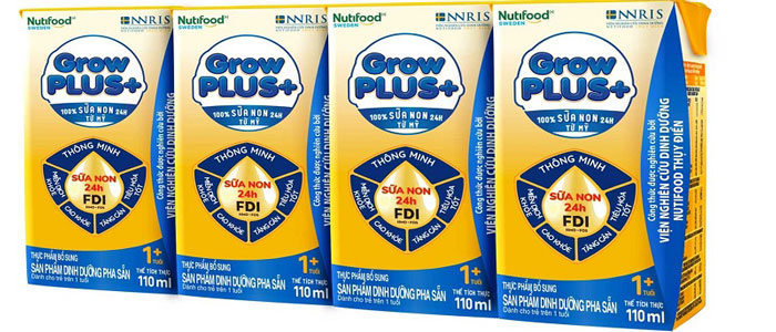 Sữa pha sẵn Nuti Grow Plus + Vàng hộp 110ml cho trẻ từ 1 tuổi - suachobeyeu.vn