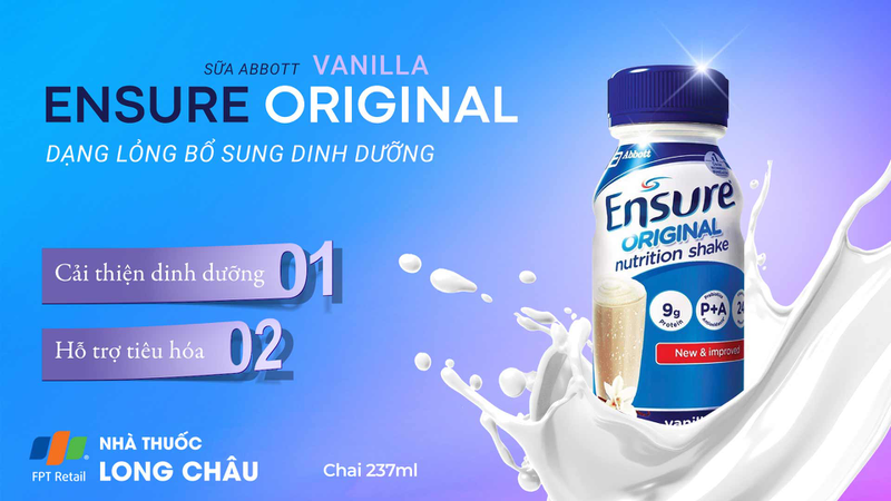 Sữa Ensure Original 237ml Abbott hương vani, bổ sung dinh dưỡng, hỗ trợ tiêu hóa (4 lốc x 6 chai)