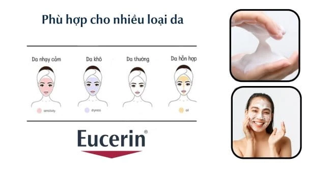 Sữa rửa mặt Eucerin phù hợp với nhiều loại da