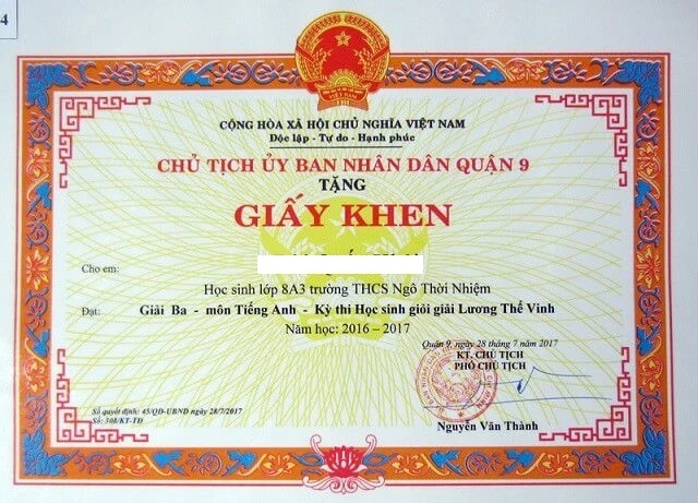 Mẫu Giấy khen học sinh giỏi các cấp và cách đánh giá, xếp loại