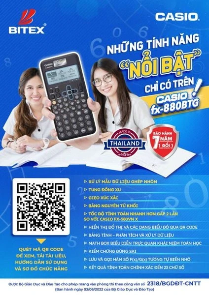 [CHÍNH HÃNG] Máy tính CASIO FX-880BTG màu đen - Thế giới văn phòng phẩm