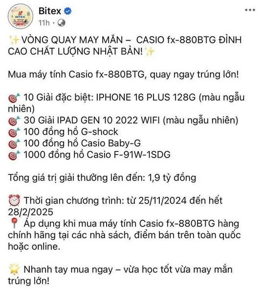 [CHÍNH HÃNG] Máy tính CASIO FX-880BTG màu đen - Thế giới văn phòng phẩm