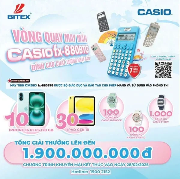 [CHÍNH HÃNG] Máy tính CASIO FX-880BTG màu đen - Thế giới văn phòng phẩm