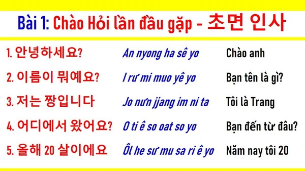 Học tiếng Hàn giao tiếp thông qua 100 mẫu câu thông dụng