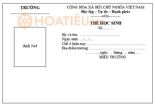 Mẫu thẻ học sinh 2024