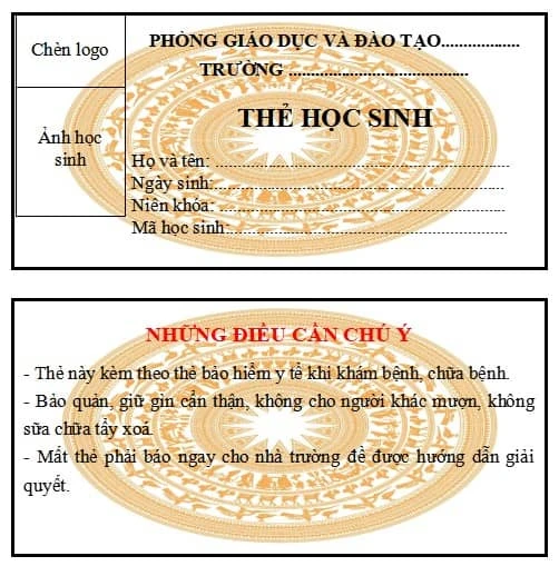 Mẫu thẻ học sinh 2024