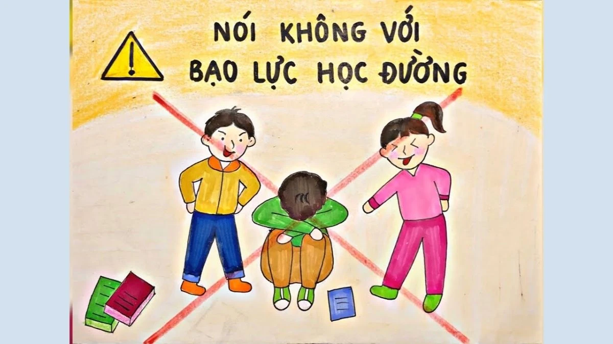 Hướng dẫn vẽ tranh bạo lực học đường đẹp ý nghĩa nhất