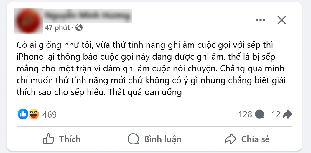 Người dùng Việt chê tính năng ghi âm cuộc gọi trên iPhone