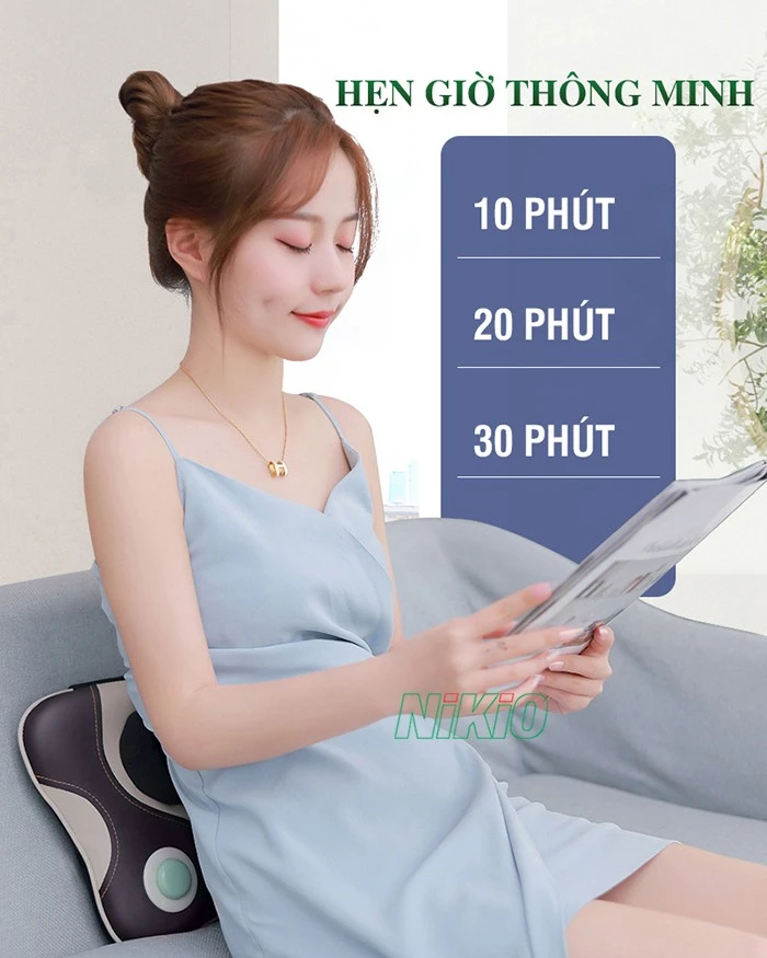 Máy massage đấm bóp Nikio NK-136DC cổ vai gáy, lưng cao cấp - Pin sạc