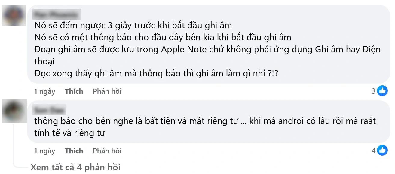 Người dùng Việt chê tính năng ghi âm cuộc gọi trên iPhone