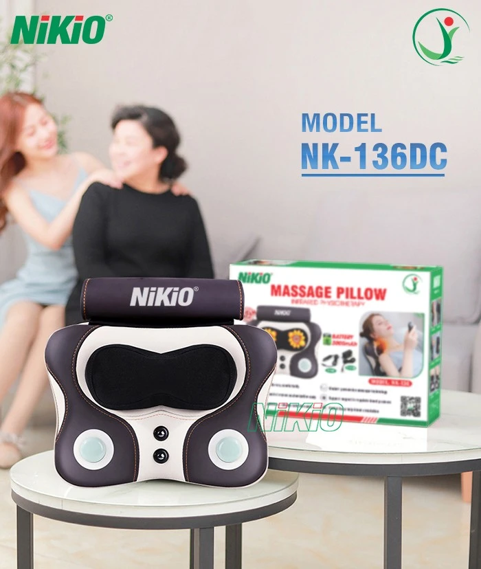 Máy massage đấm bóp Nikio NK-136DC cổ vai gáy, lưng cao cấp - Pin sạc