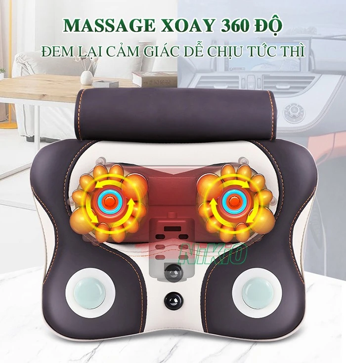 Máy massage đấm bóp Nikio NK-136DC cổ vai gáy, lưng cao cấp - Pin sạc