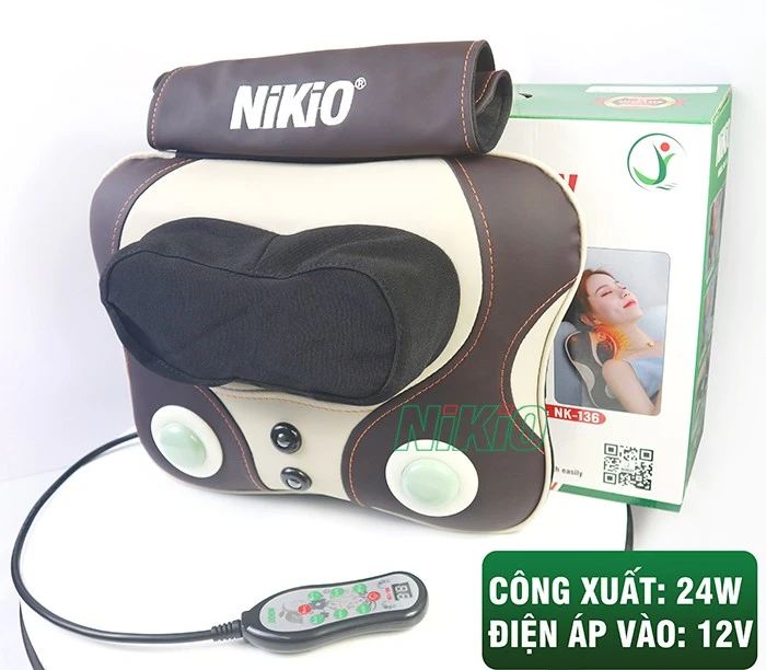 Máy massage đấm bóp Nikio NK-136DC cổ vai gáy, lưng cao cấp - Pin sạc