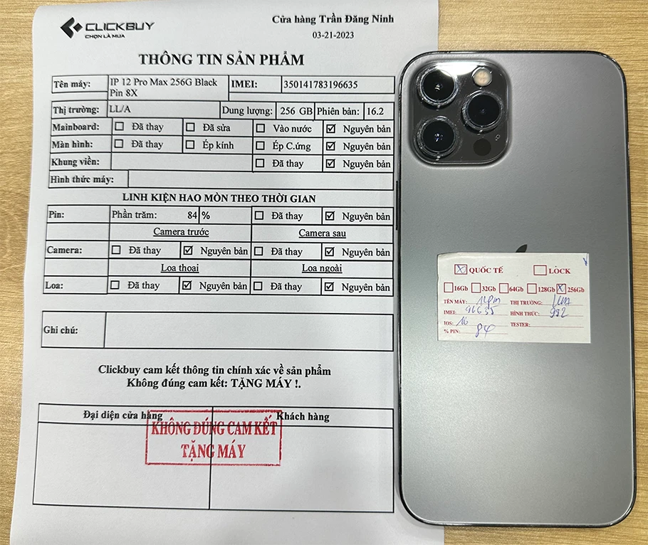 iPhone 12 Pro Max 256GB cũ đẹp 99% - Không zin tặng máy