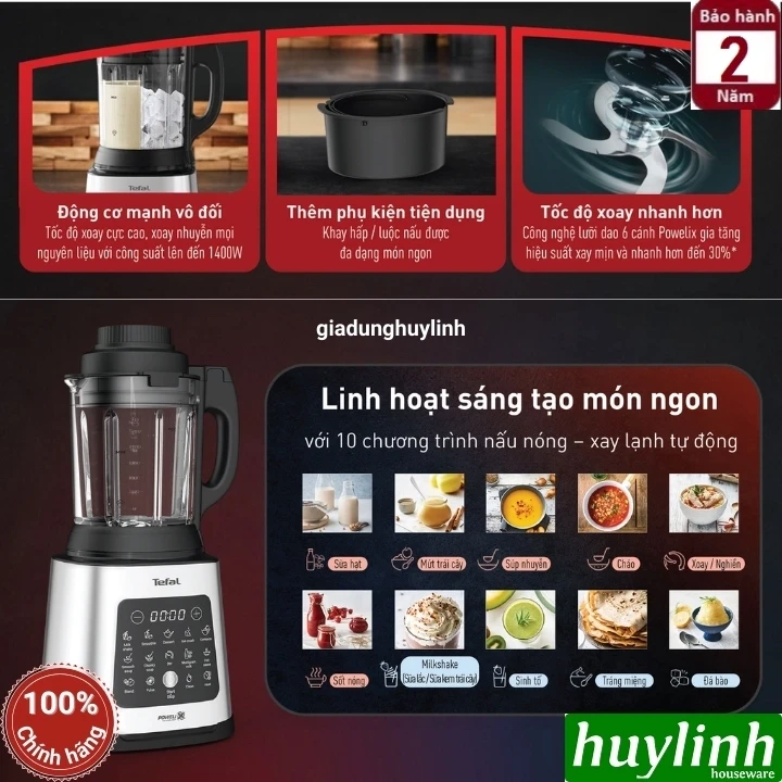 Máy làm sữa hạt nóng lạnh Tefal Perfectmix Cook BL83SD66 - 1.75 lít - 1400W