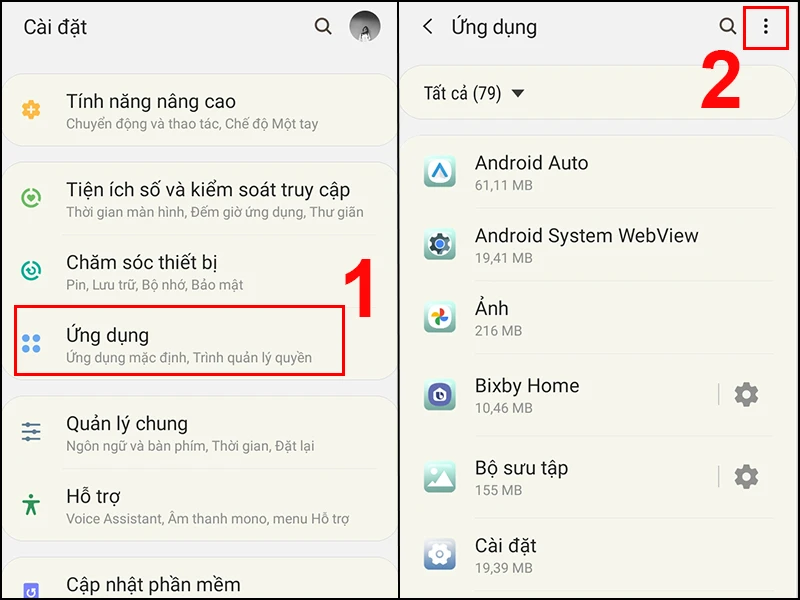Khôi phục cài đặt ứng dụng để tối ưu hiệu suất thiết bị